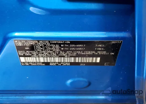 2017 Toyota Rav4 Le из США, поврежденный, VIN JTMZFREV9HJ710650